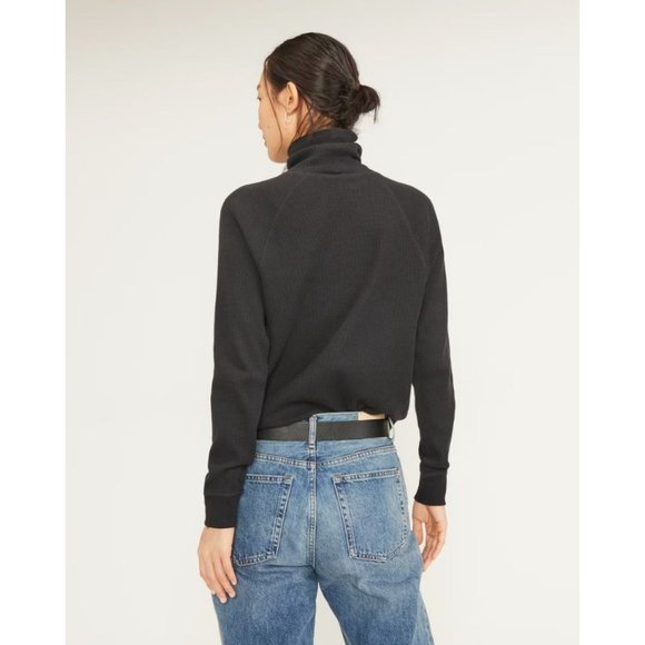 Everlane The Organic Cotton Turtleneck Waffle Tee in Black Small New Womens Top - Picture 2 of 10